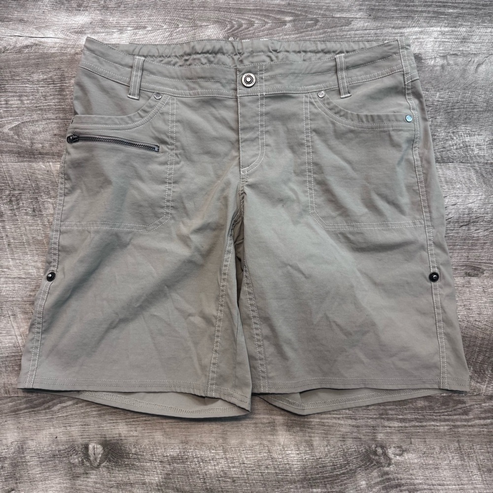 KUHL Kliffside Air Shorts Roll Up Zip Pocket Khaki Beige Womens Sz. 12